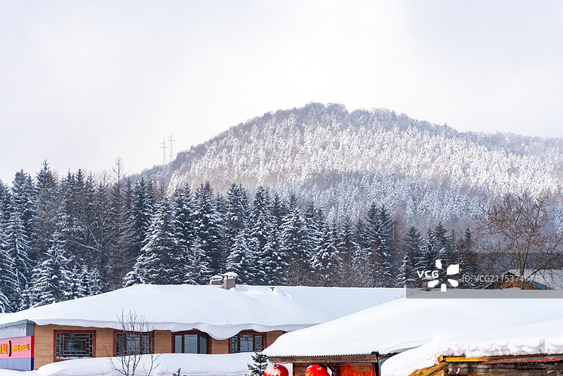 中国雪乡 林海雪原 雪檐 冰棱 白原 素林 晶枝 雪道 寒溪 玉峰 素岭 冷杉 琼枝图片素材