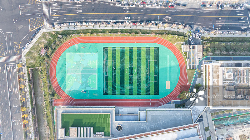 成都金融城东学校操场俯拍图片素材