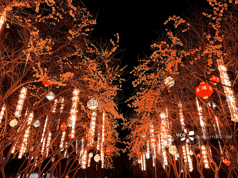 传统节日的福字灯和诗词灯饰图片素材