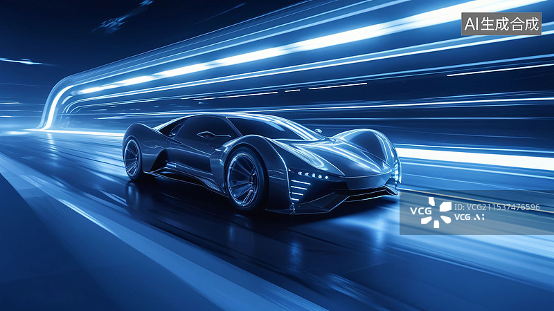 【AI数字艺术】极速飞驰的黑色超跑图片素材