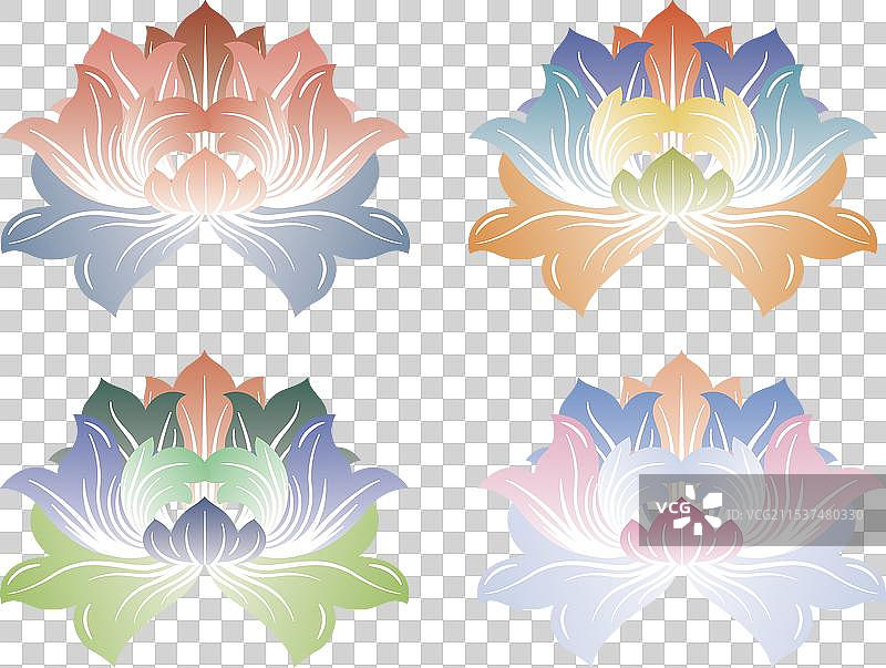 七彩宝相花-中国传统古典纹样图片素材