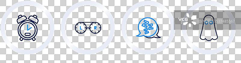 设置线条幽灵困倦隐形眼镜容器和图片素材