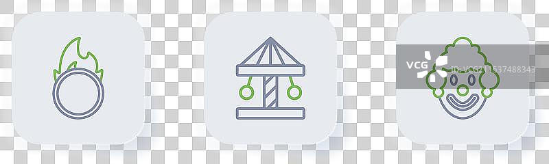 旋转木马上排队的滑稽小丑头饰吸引人们图片素材