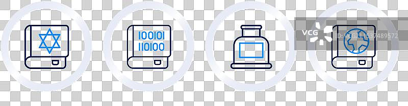 地球仪、书籍和墨水瓶的线条图案图片素材