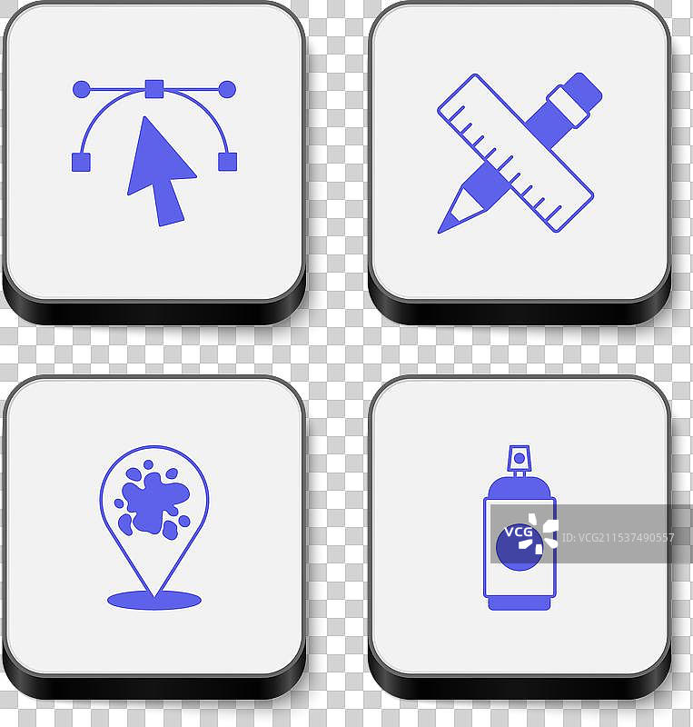 设置贝塞尔曲线交叉尺和铅笔绘画图片素材