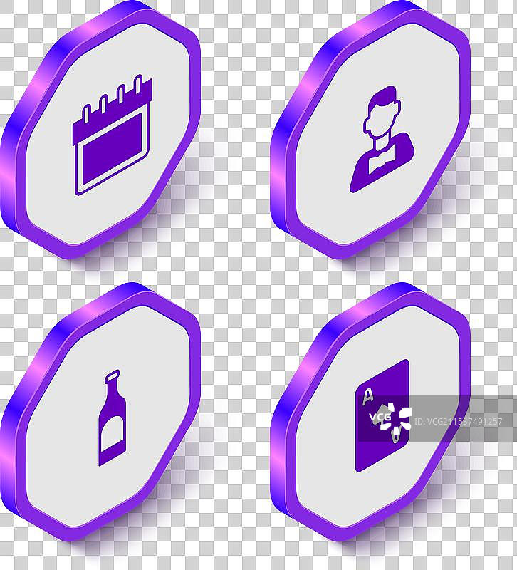 等距日历赌场发牌员瓶子图片素材