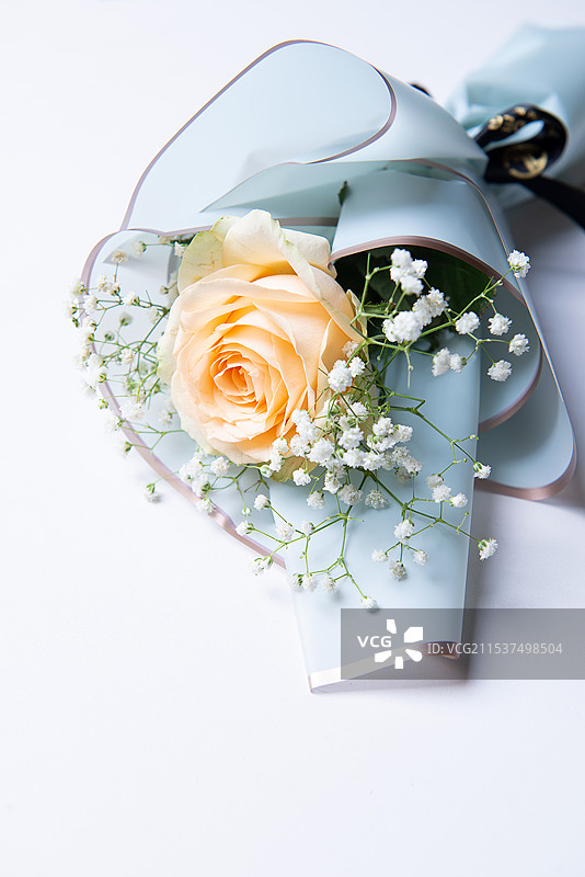 一朵淡橘色玫瑰花图片素材