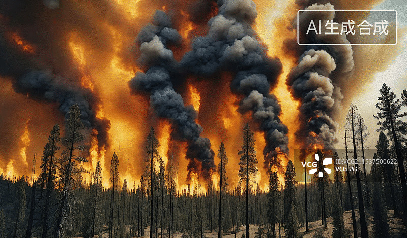 【AI数字艺术】森林大火图片素材