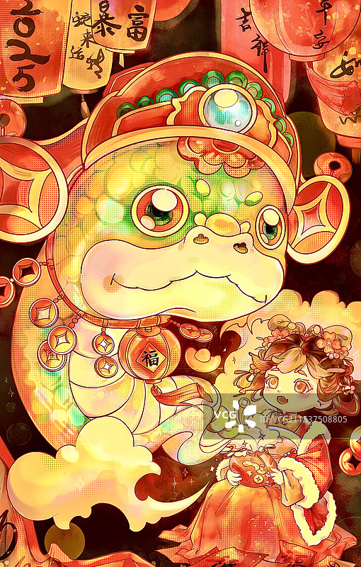锦囊里的财神蛇蛇图片素材