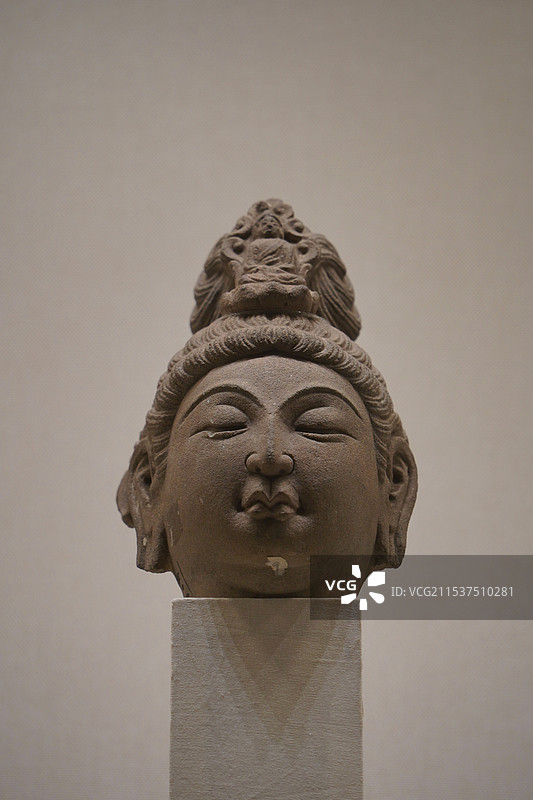 国家博物馆藏宋代石雕观音菩萨头像图片素材