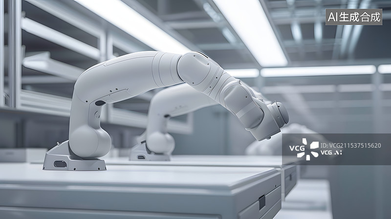 【AI数字艺术】物流园工厂内机械臂机器人图片素材