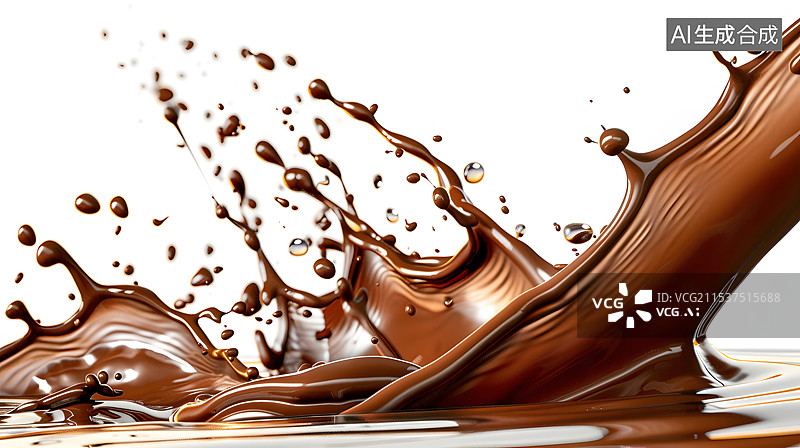 【AI数字艺术】飞溅的咖啡可乐棕色液体白色背景图片素材