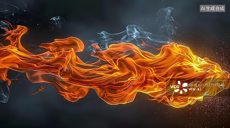 【AI数字艺术】黑色背景的橙色火焰浓烟灾难素材 8K 构图精美图片素材