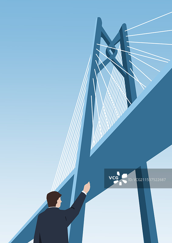 发达发展经济繁荣繁华香港澳门珠海港珠澳大桥桥梁大湾区大亚湾商业商贸气势商务男挥手资讯插画图片素材