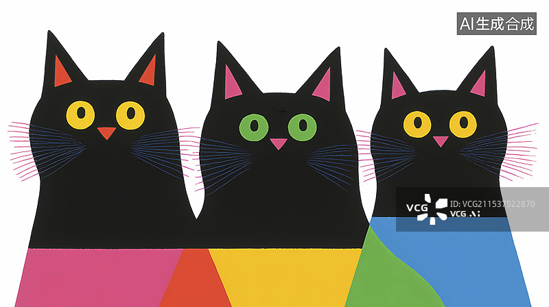 【AI数字艺术】流行波普噪点猫插画海报背景图片素材