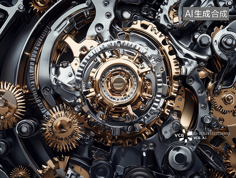 【AI数字艺术】引擎发动机特写精密机械之美图片素材