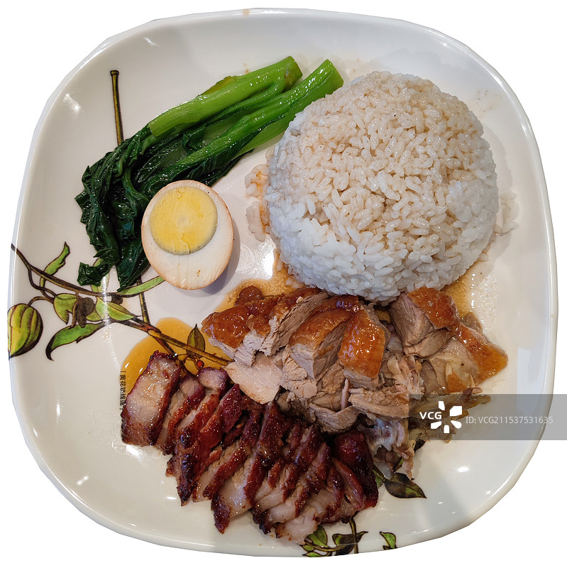 广式烧鸭叉烧双拼饭图片素材