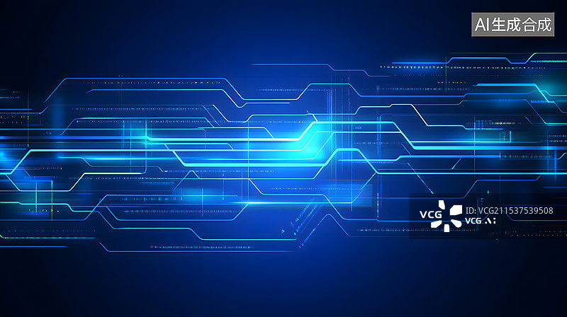 【AI数字艺术】科技蓝色抽象背景图片素材