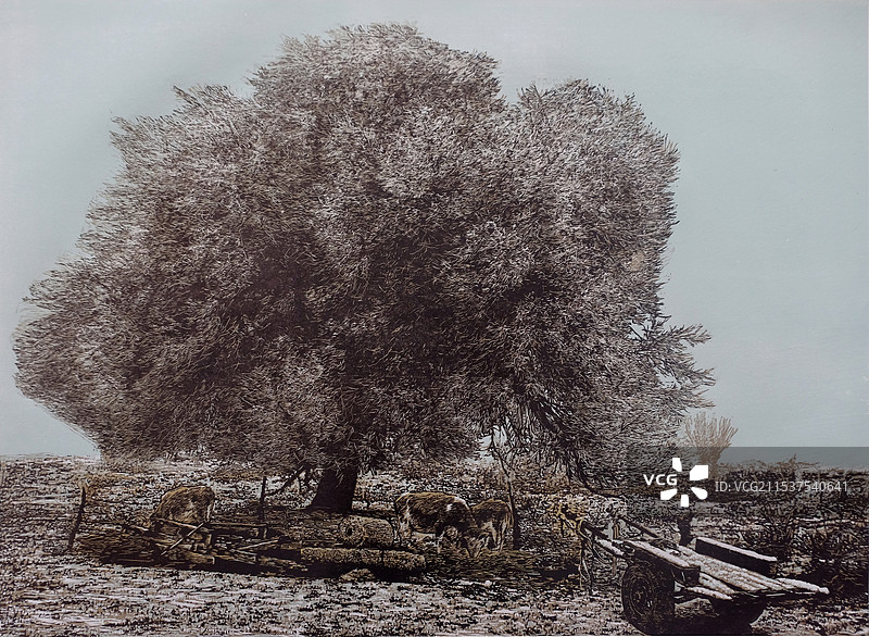 《朔雪》木版油套图片素材