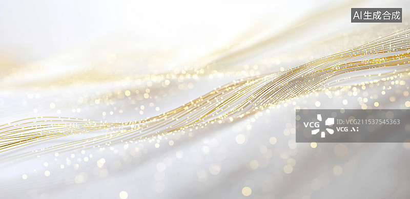 【AI数字艺术】金色流动粒子发光抽象背景图片素材