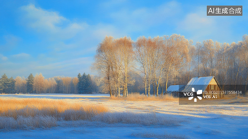 【AI数字艺术】冬天户外森林雪景风光图片素材