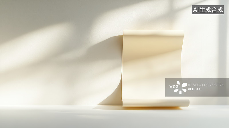 【AI数字艺术】阳光下的空白纸卷图片素材