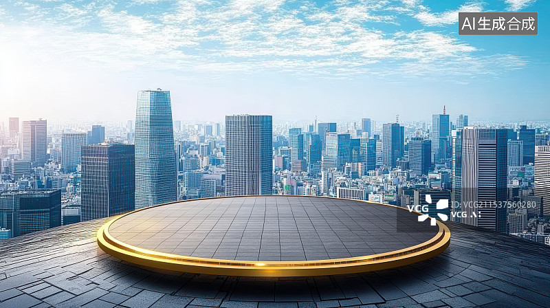 【AI数字艺术】城市风光与停机坪图片素材