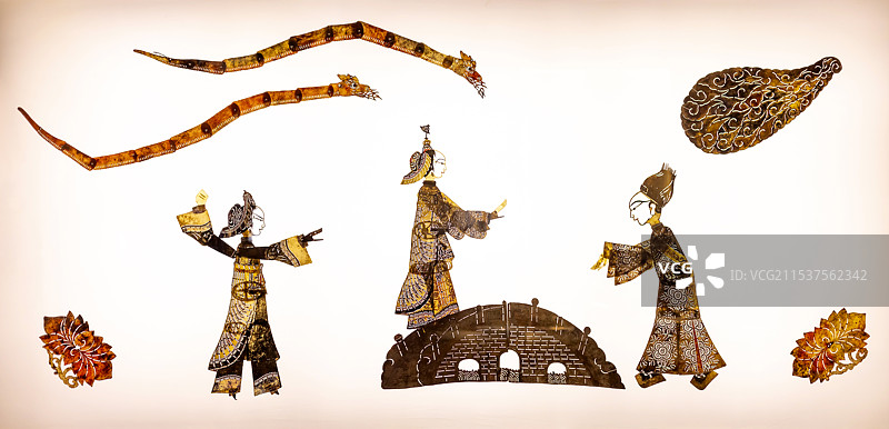 四川皮影 白蛇传断桥 清-民国 成都 牛皮 成都博物馆藏图片素材