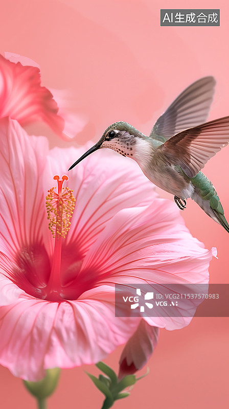 【AI数字艺术】采蜜的蜂鸟图片素材