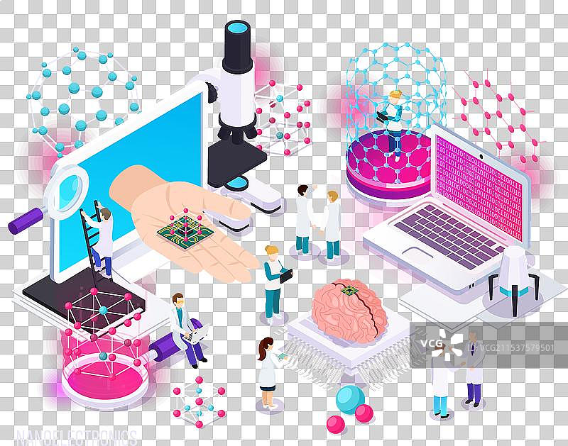 纳米电子学等距构图图片素材