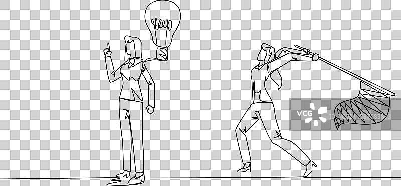 连续一笔画的女商人图片素材