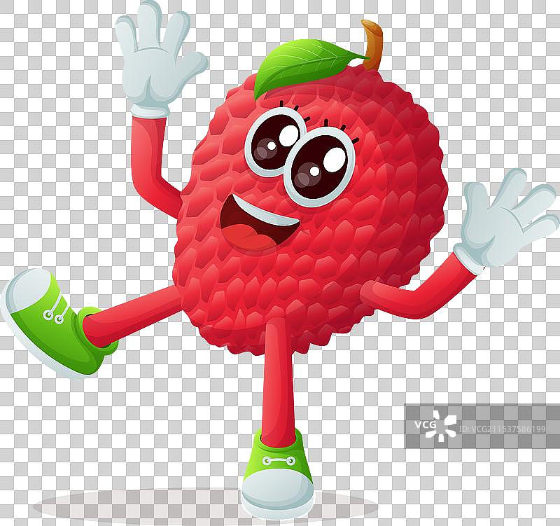 微笑的荔枝角色，面带快乐的表情图片素材