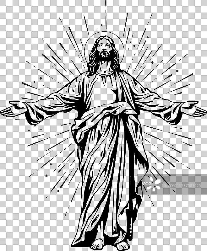 上帝耶稣基督的恩典与美好升天概念图片素材