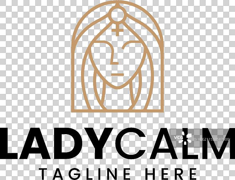 现代logo设计的宁静姿态的女性教堂图片素材