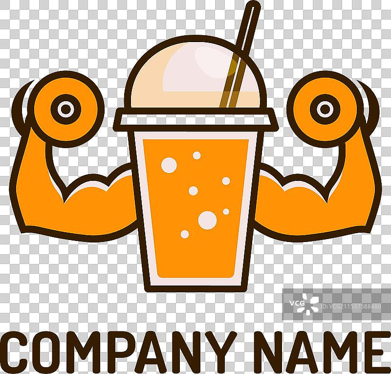 强健健康的健身标志与橙汁图片素材