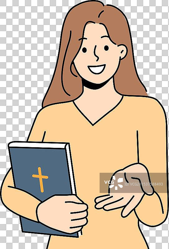 信仰坚定的女性手持圣经伸出援助之手图片素材