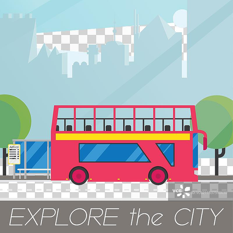 城市中的经典英国双层巴士图片素材
