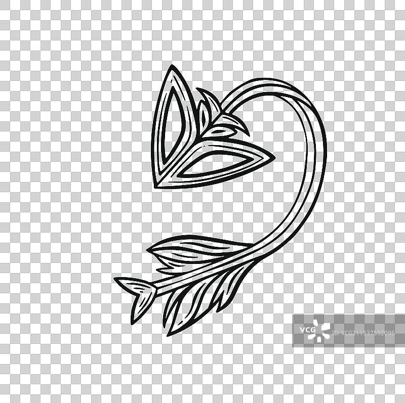 复古纹身风格的线条箭头向后符号图片素材