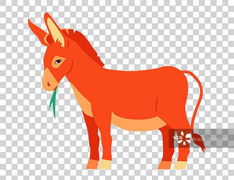 驴子吃草 - 扁平设计风格单一图案图片素材