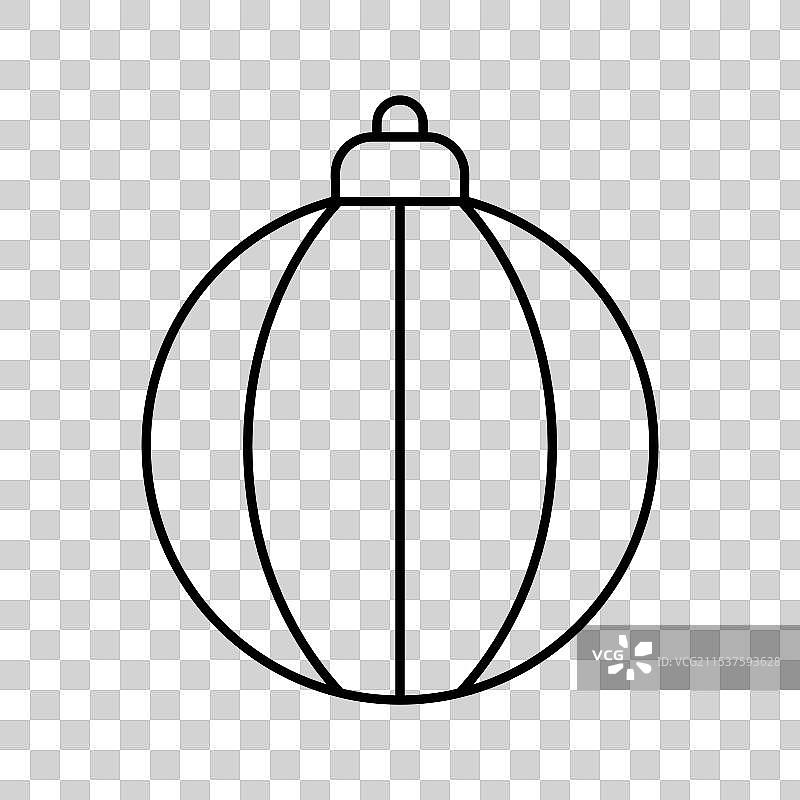 圣诞树球扁平线条图标图片素材