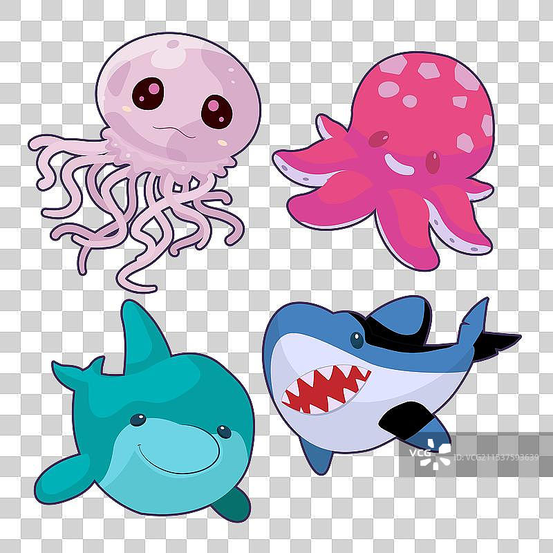 海洋动物卡通角色系列图片素材