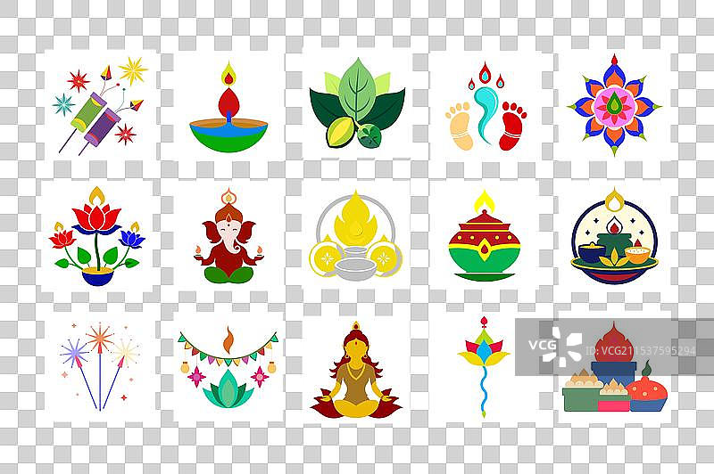 排灯节色彩图标集图片素材