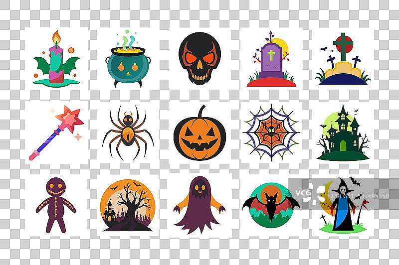 万圣节颜色图标集图片素材
