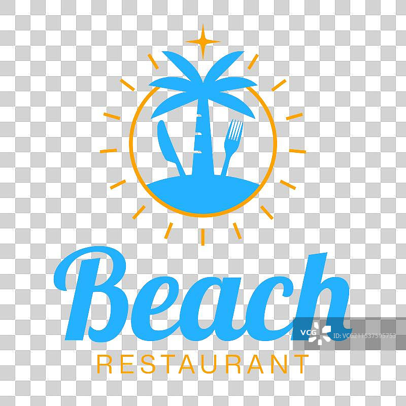 海滩餐厅扁平极简风格标志设计图片素材