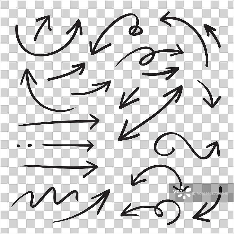 一组手绘箭头指示器束图片素材