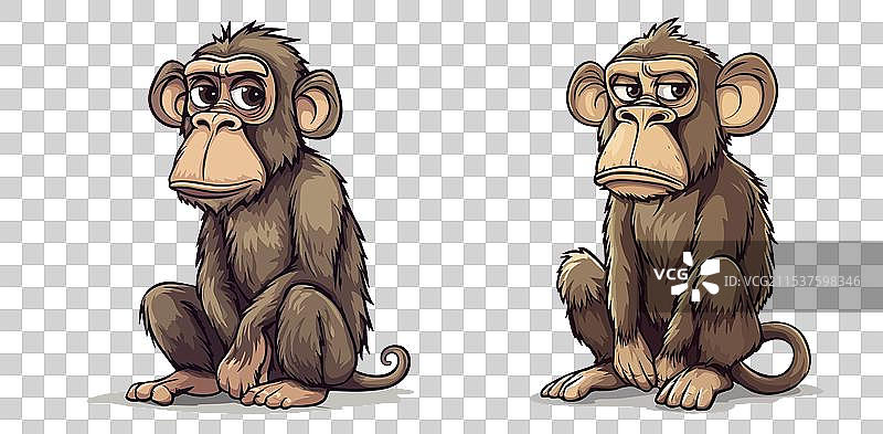 可爱的狒狒孤立在白色背景上图片素材