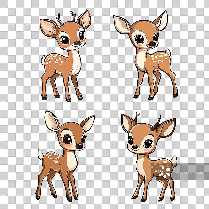 可爱的鹿在白色背景上独立展示图片素材