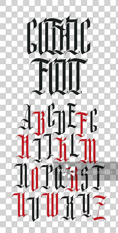 古典哥特字体的大写字母图片素材