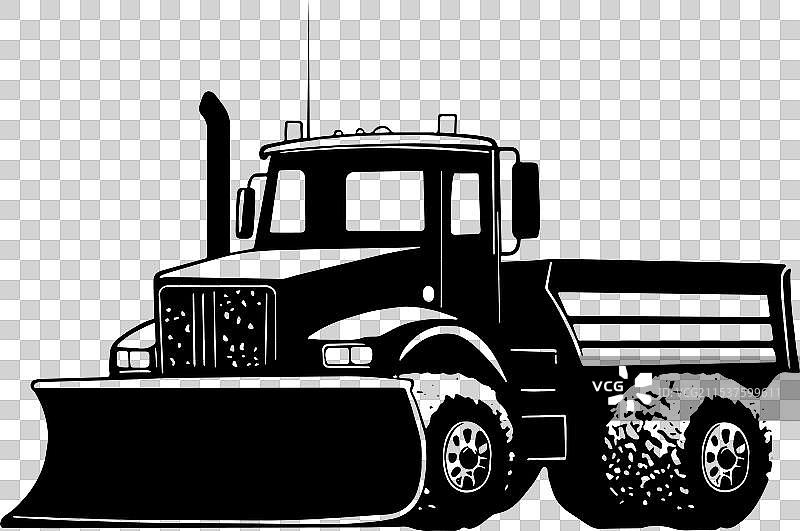 雪犁卡车的剪影图片素材