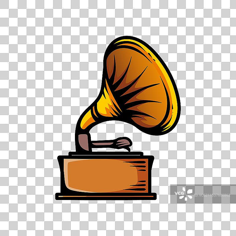 留声机绘画着色线条艺术风格素描图片素材